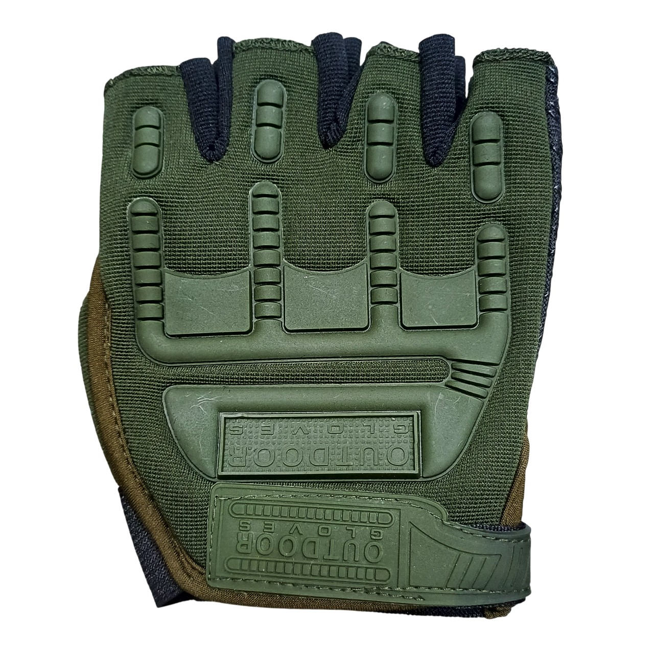 half finger gloves green